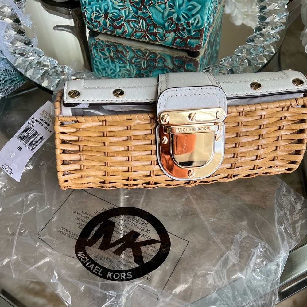 Michael kors rattan clutch